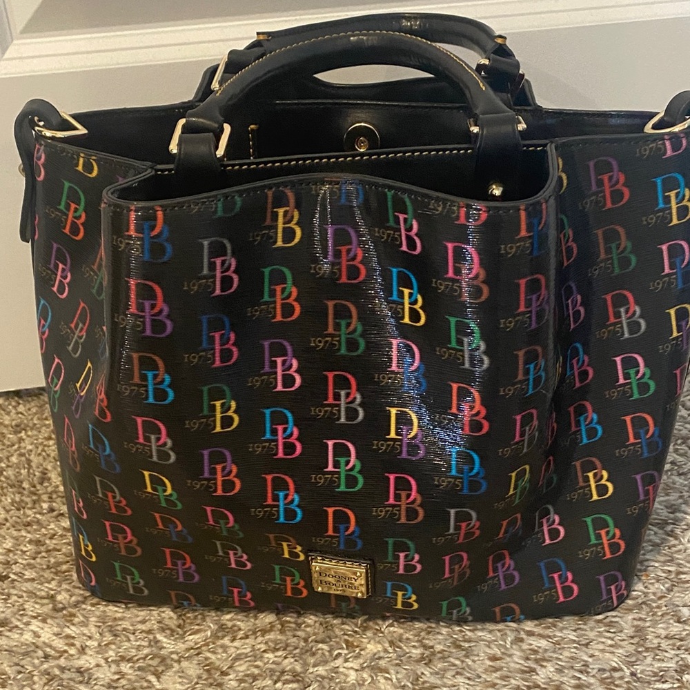 Dooney & Bourke Black Multicolor Logo Handbag